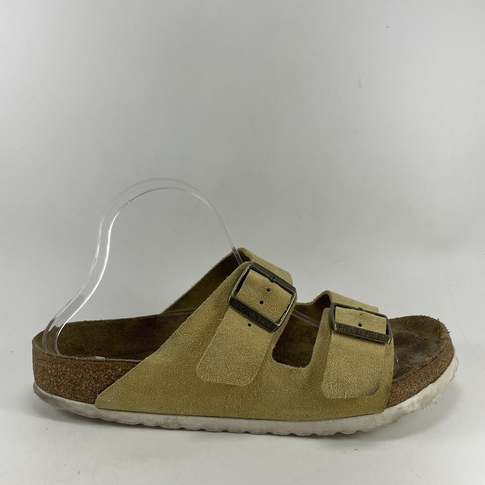 Birkenstock Arizona Slide Sandals Soft Footbed Womens 10-10.5 EU 41 Yellow Suede